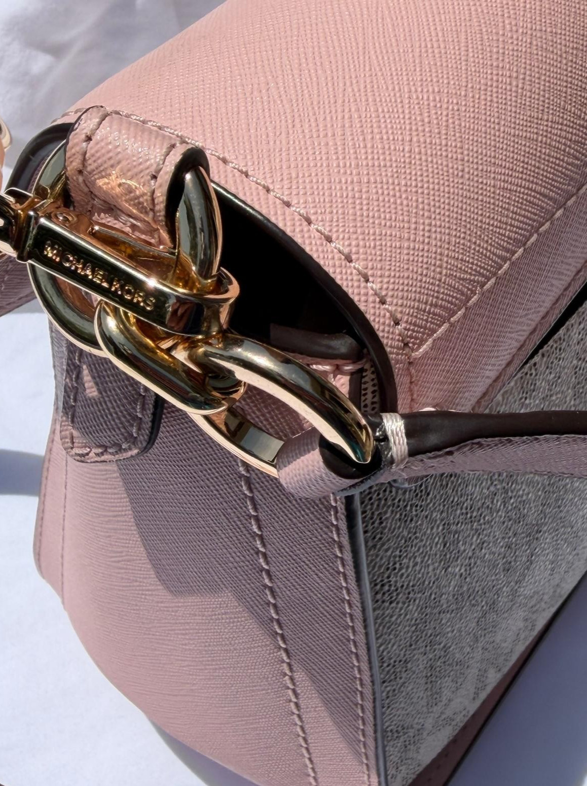Michael Kors Sylvia Flap Leather Convertible Shoulder Crossbody Bag Smokey Rose