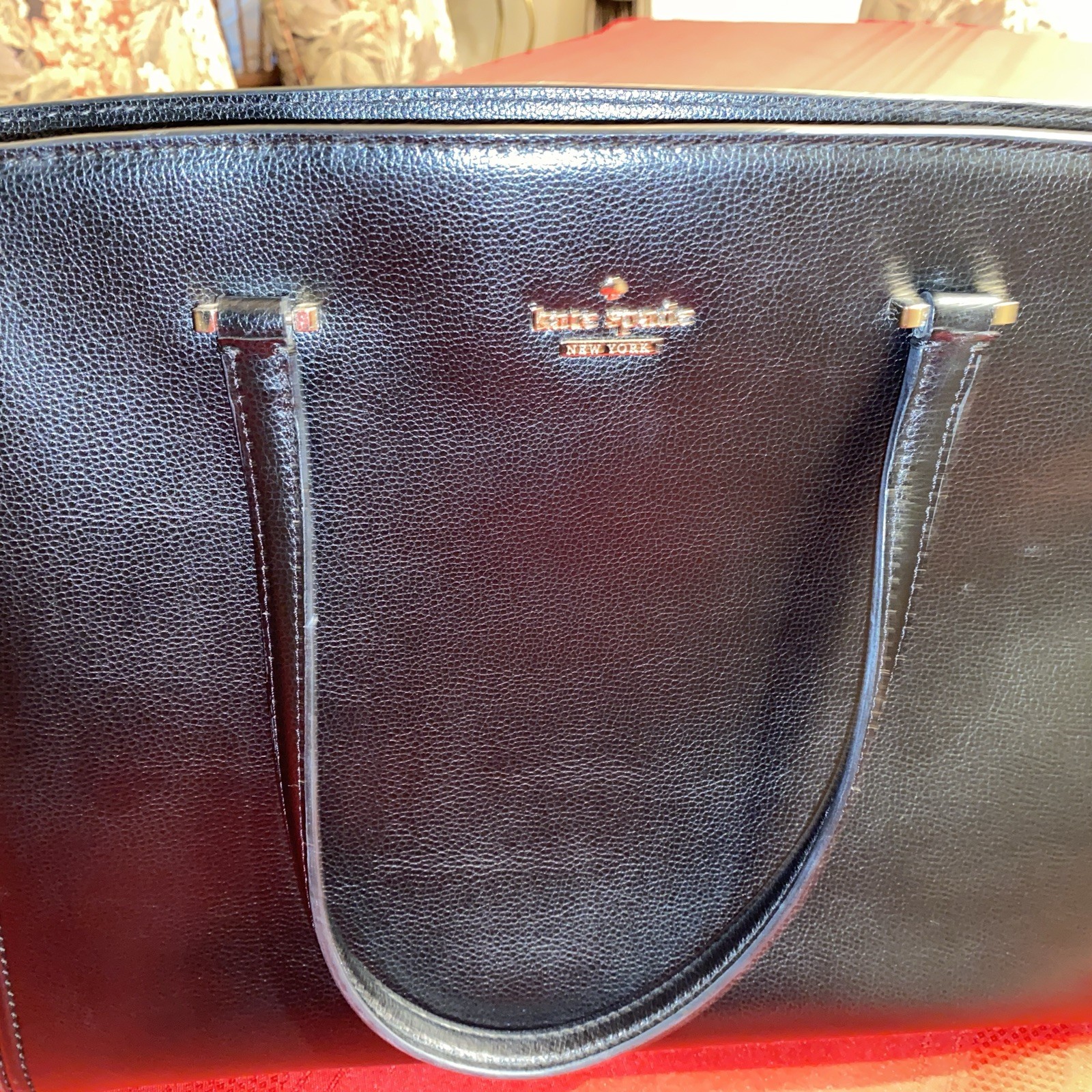 Kate Spade New York Over The Shoulder Bag Black Leather Top Zip Tag S362