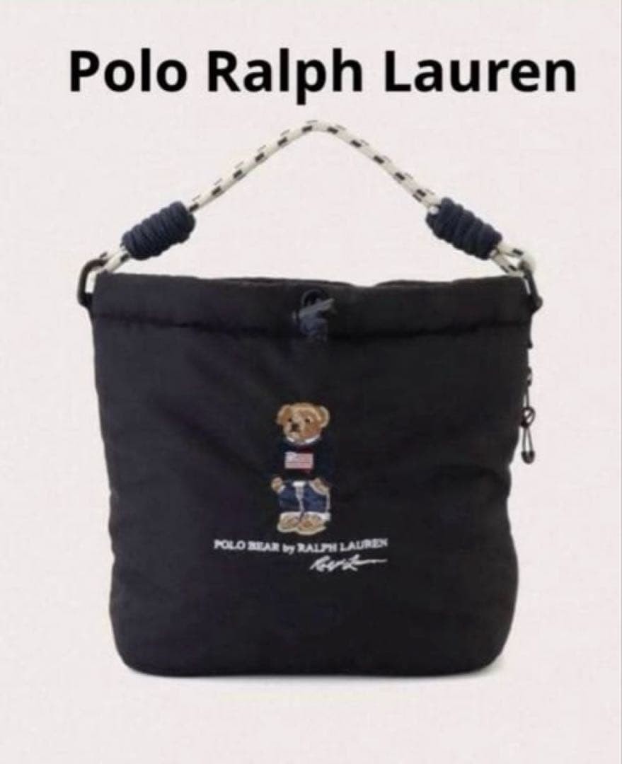 Polo Ralph Lauren 2WAY Shoulder Bag with Polo Bear Embroidery Black