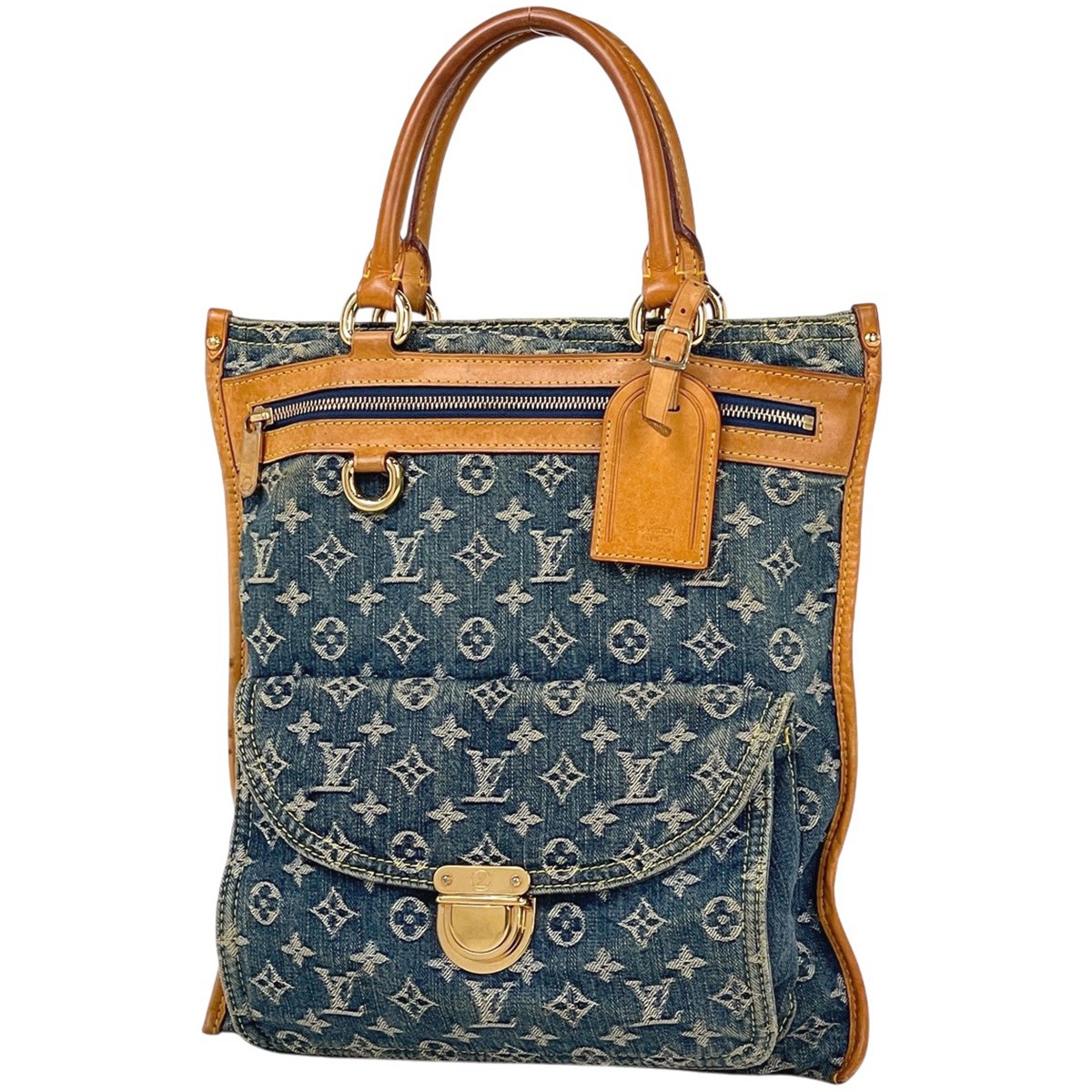 Louis Vuitton Flat shopper Hand Bag Hand Bag Monogram denim Blue M95018 Women