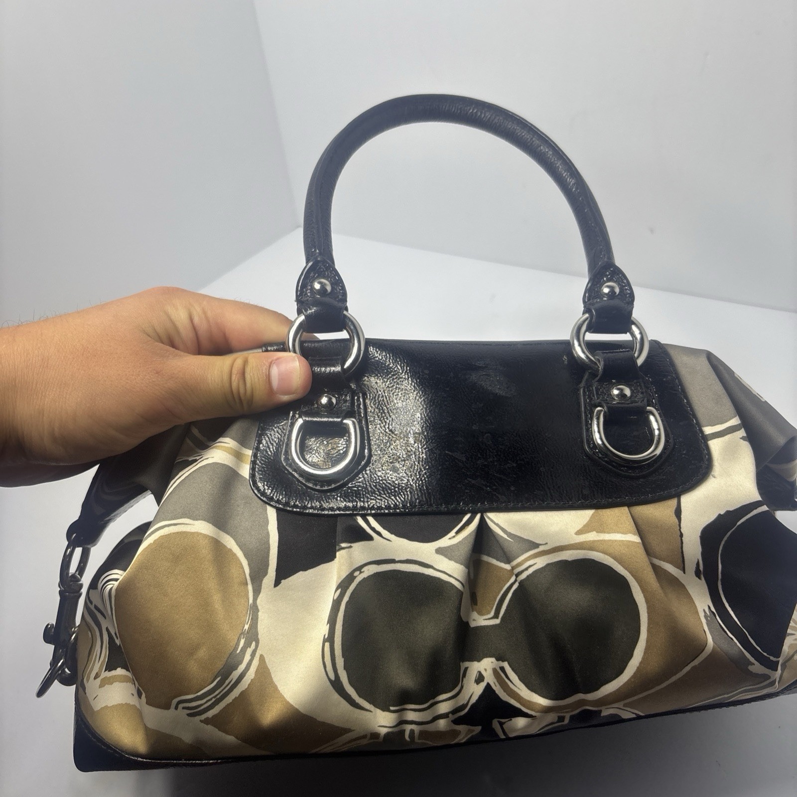 Coach Ashley Signature Satchel Tote Bag Patent LTHR Trim NoG1194-F17650