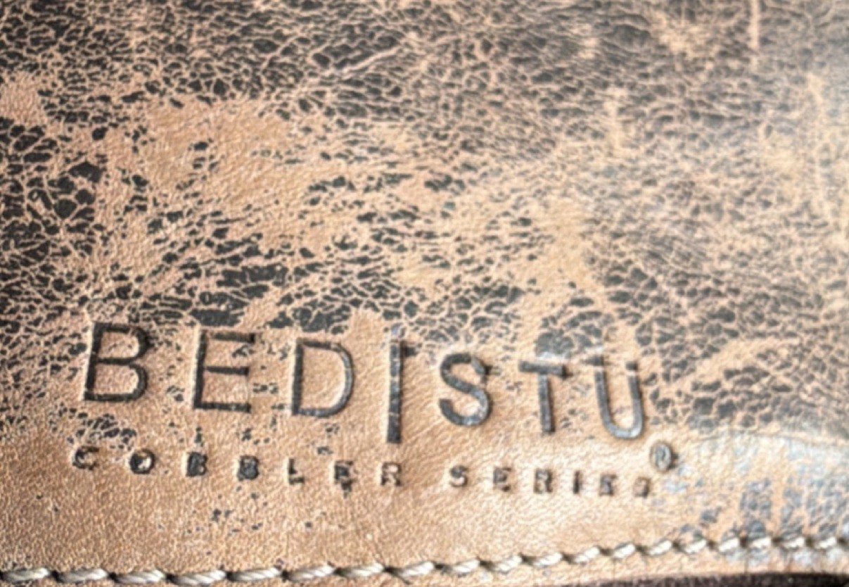 Bed Stu Distressed Brown Shoulder Bag with Buckle Accent, Zipper