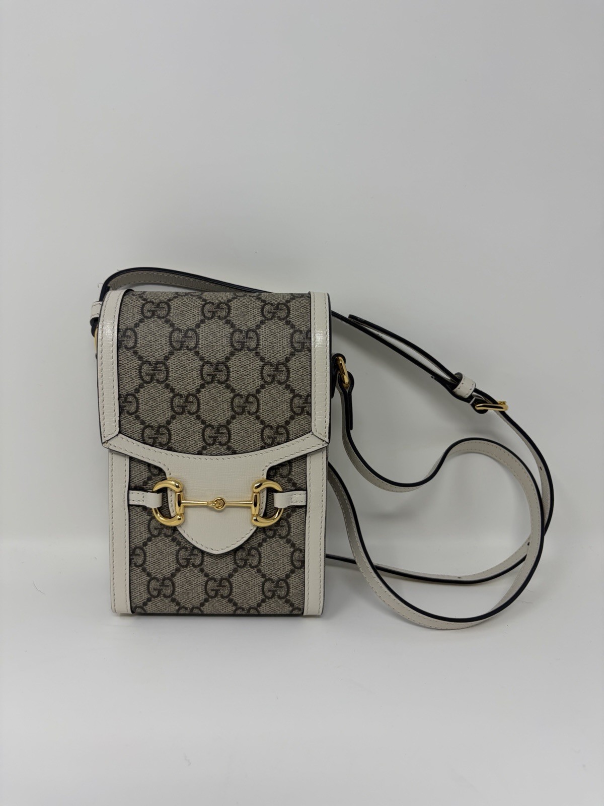 Gucci Horsebit 1955 Mini Shoulder White Beige Crossbody Bag Excellent Condition