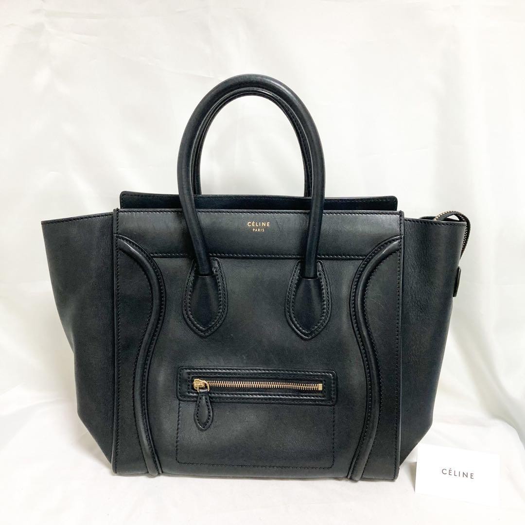 Celine Luggage Mini Shopper Handbag Black Leather Tote