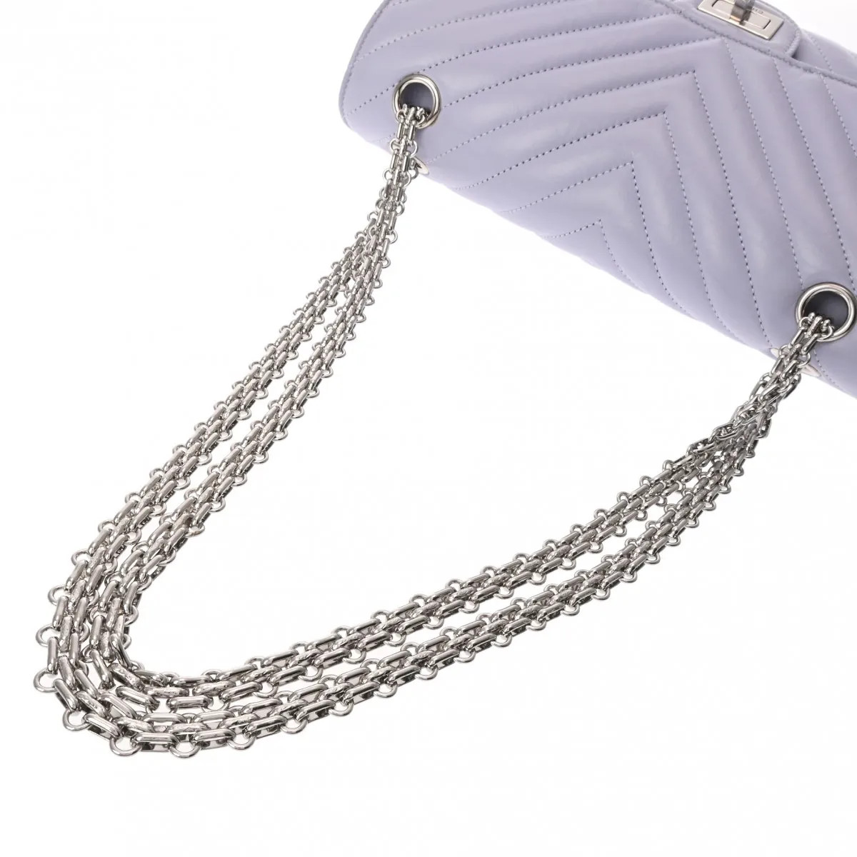 Chanel A37586 Handbag Calfskin Silver #WB974