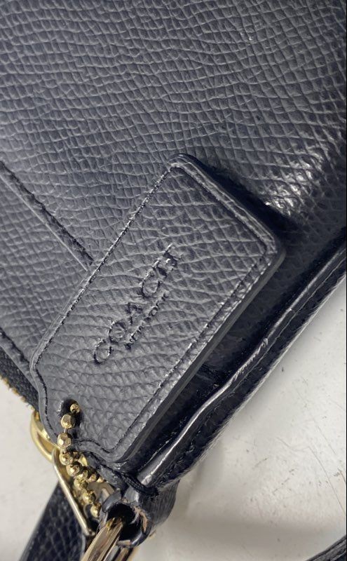 Coach Black Crossgrain Leather Kitt Messenger Crossbody Bag Gold Hardware