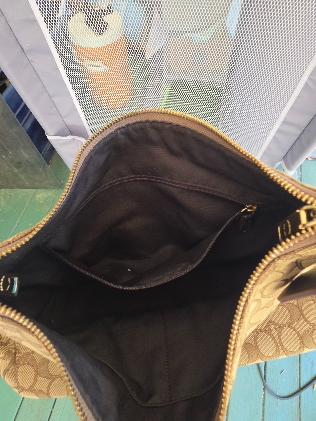 Coach Celeste Hobo Bag Signature Canvas F58284 Very Good Shape