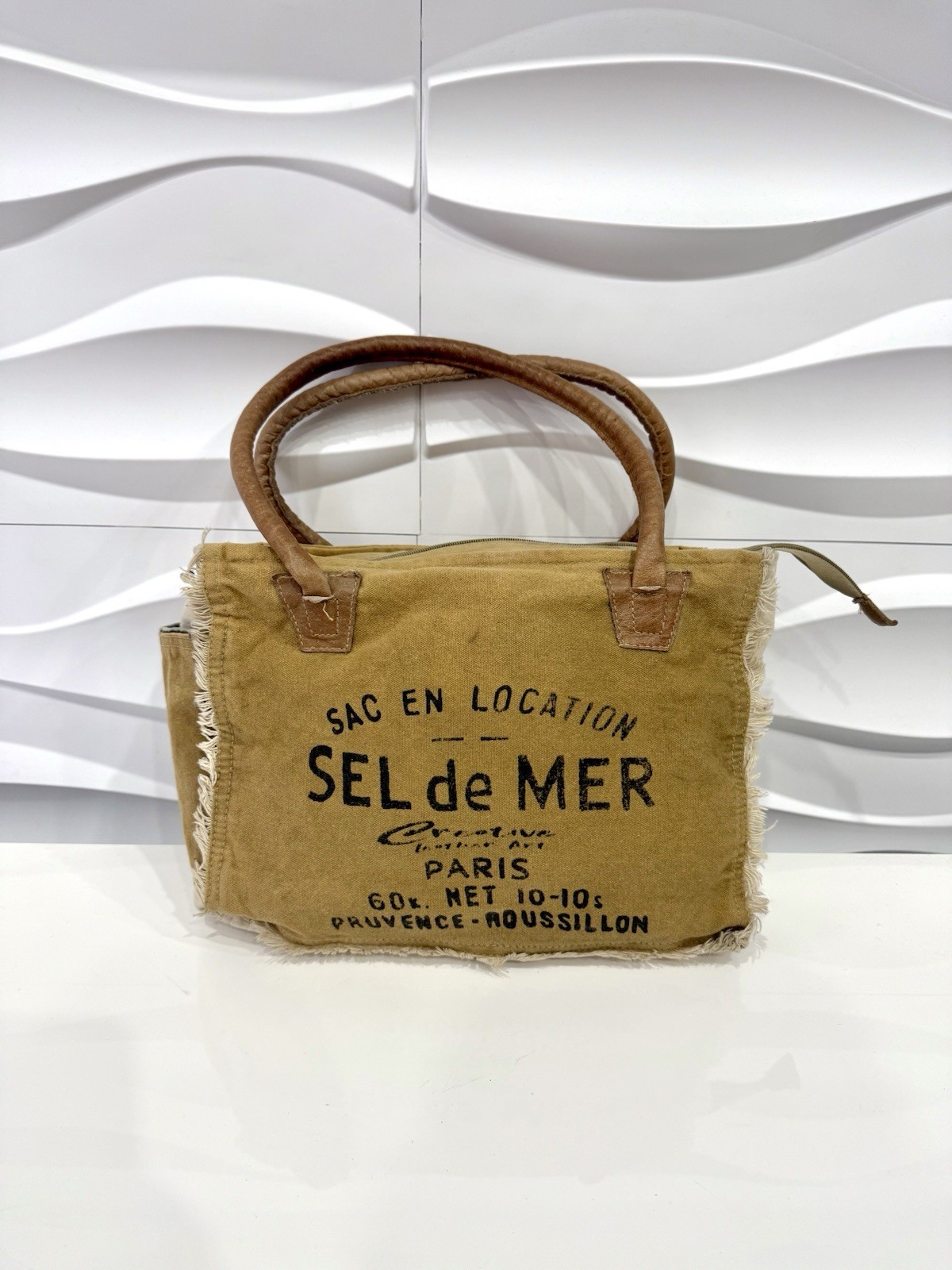 Myra Bags Sel De Mer Upcycled Canvas Tote Brown Travel Beach Boho Fringe