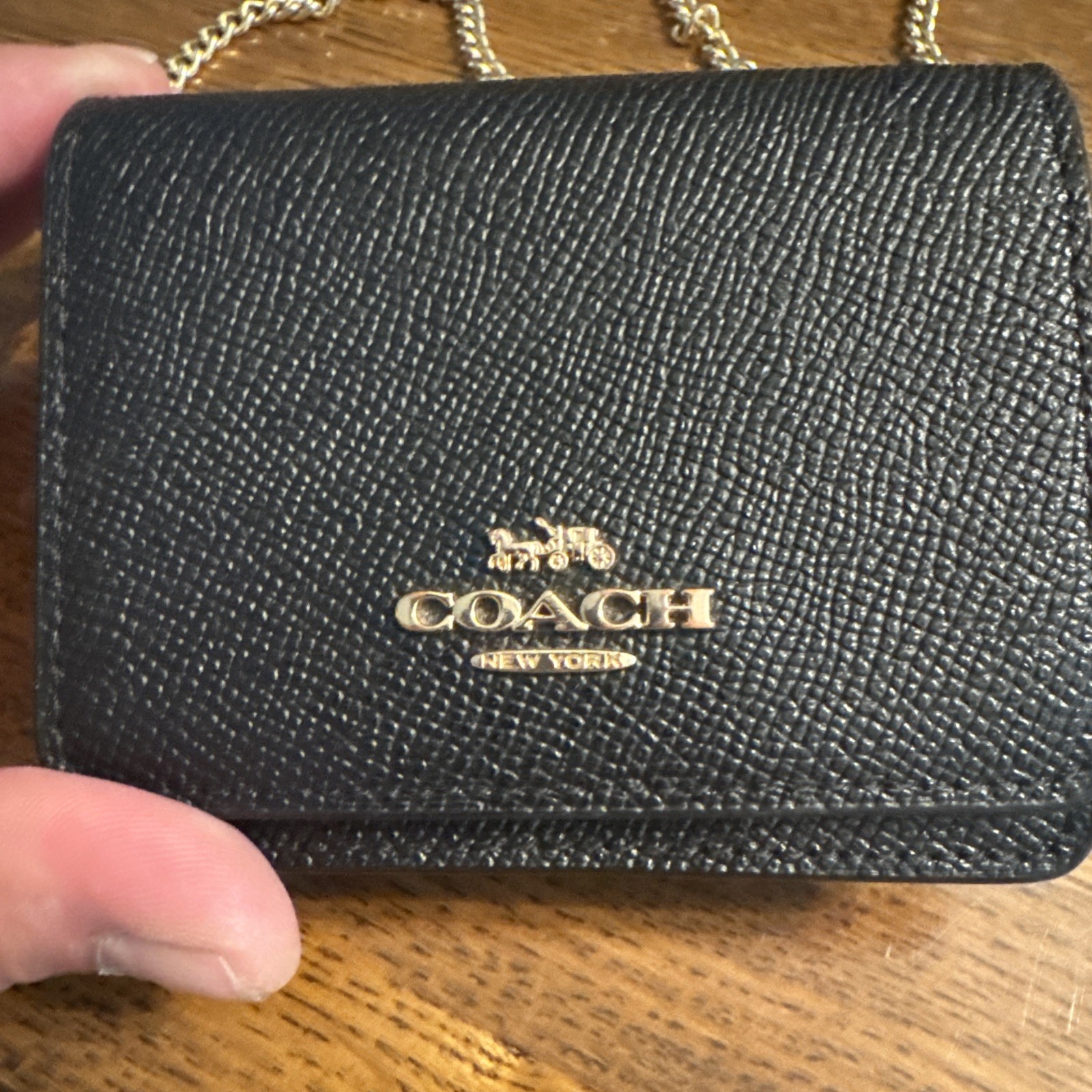 Coach Mini Leather Wallet On A Chain Black C0059 REALLY NICE COND!