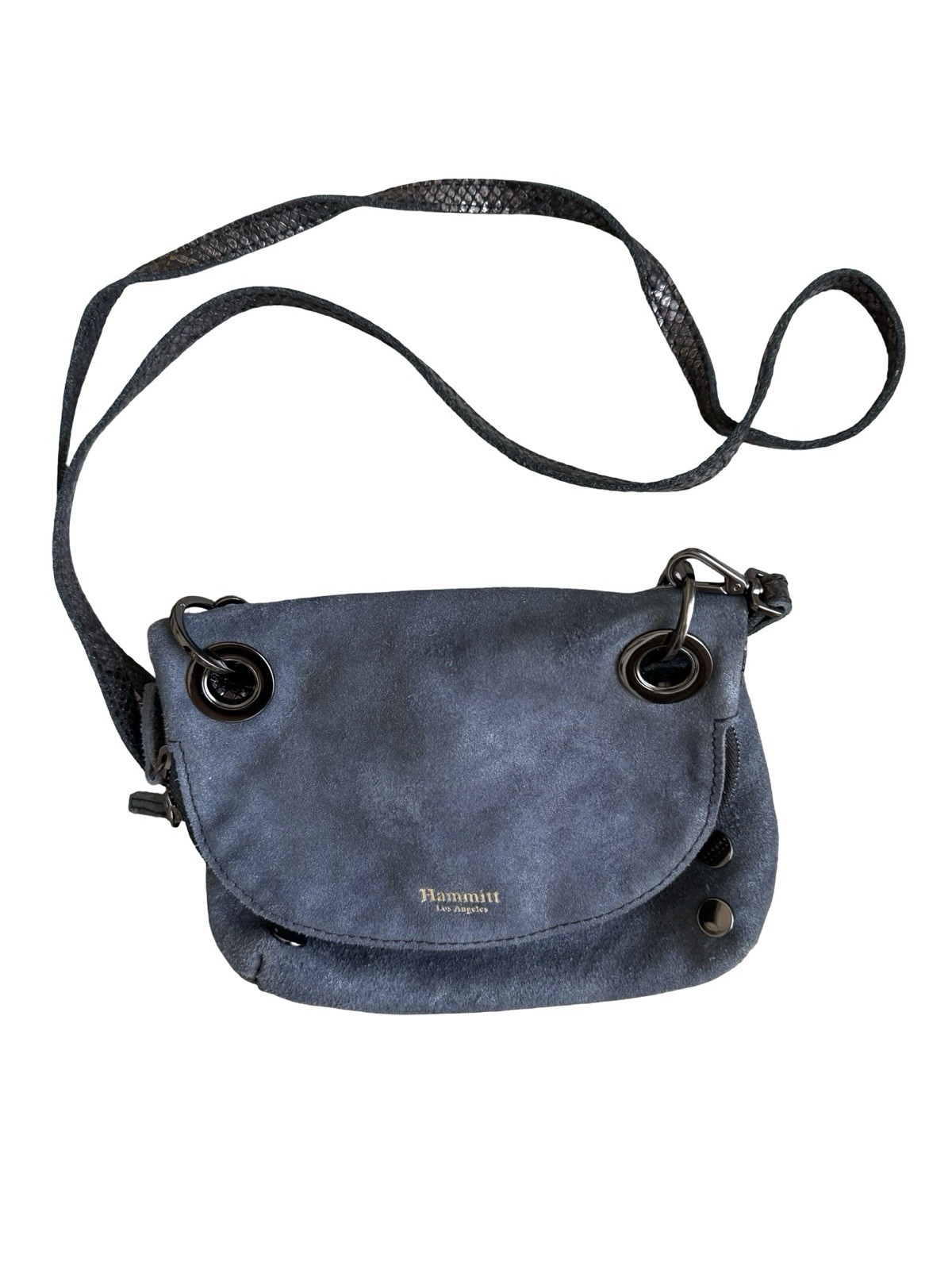 Hammitt Corey Reversible Metallic XS crossbody blue/snakeskin gunmetal
