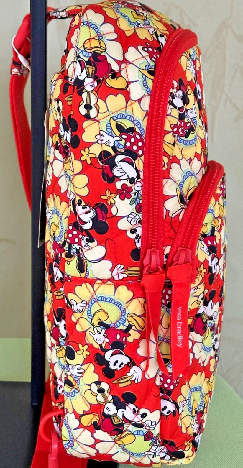 VERA BRADLEY DISNEY LORMAN SLING BACKPACK+ZIP ID CASE:NWT MICKEY/MINNIE PETAL