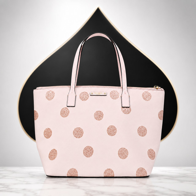 Kate Spade Tote Pink And Pink Glitter Polka Dots Pristine Condition