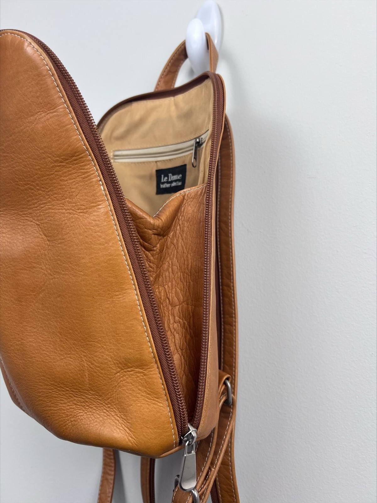 Le Donne Leather Collection Cognac Backpack Travel Bag
