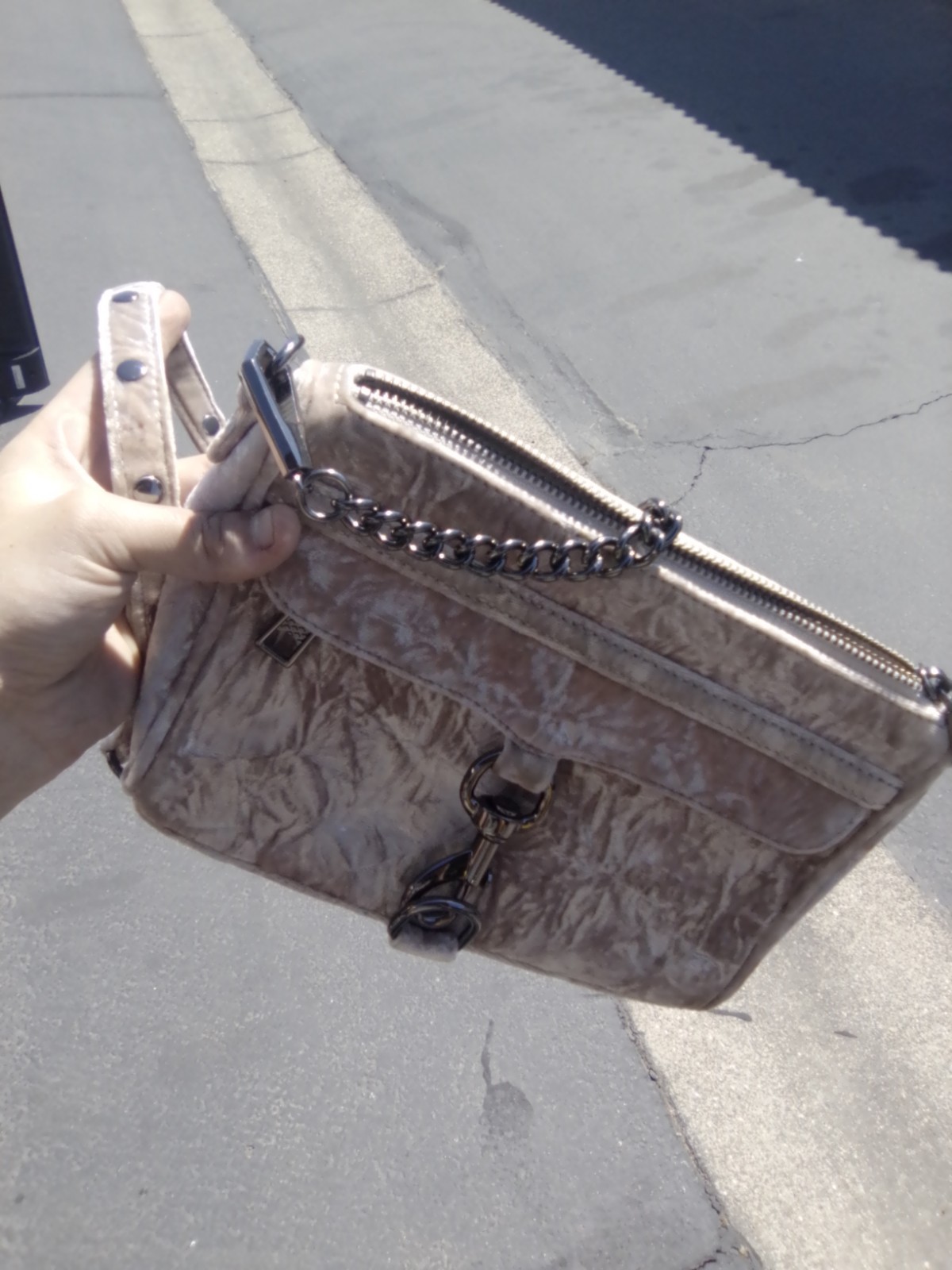 Rebecca Minkoff Mini MAC crossbody/clutch in crushed velvet w/ gunmetal hardware