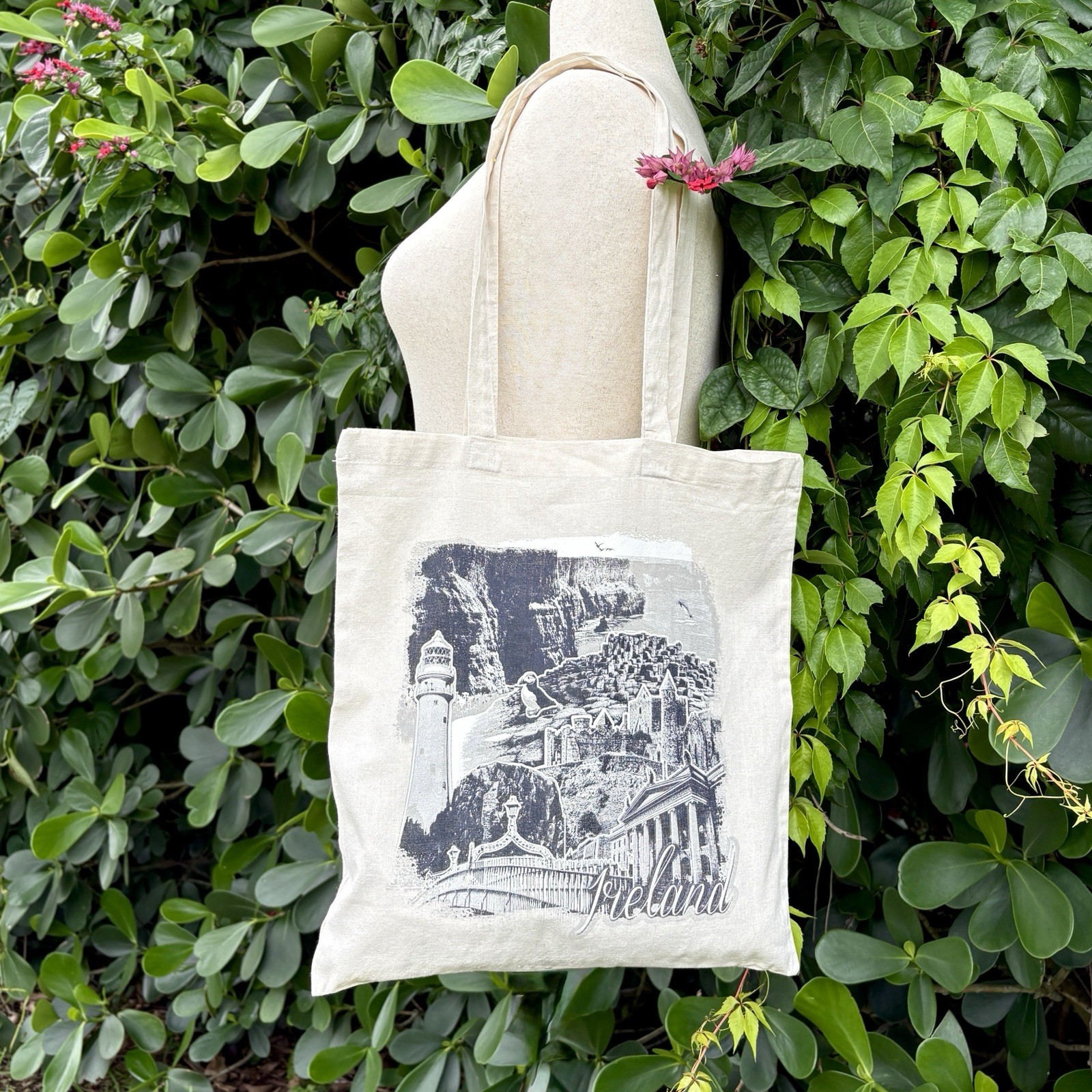 Baily Lighthouse Tote Bag Green Pouch Cabbage Charm Ireland Dublin Howth Island