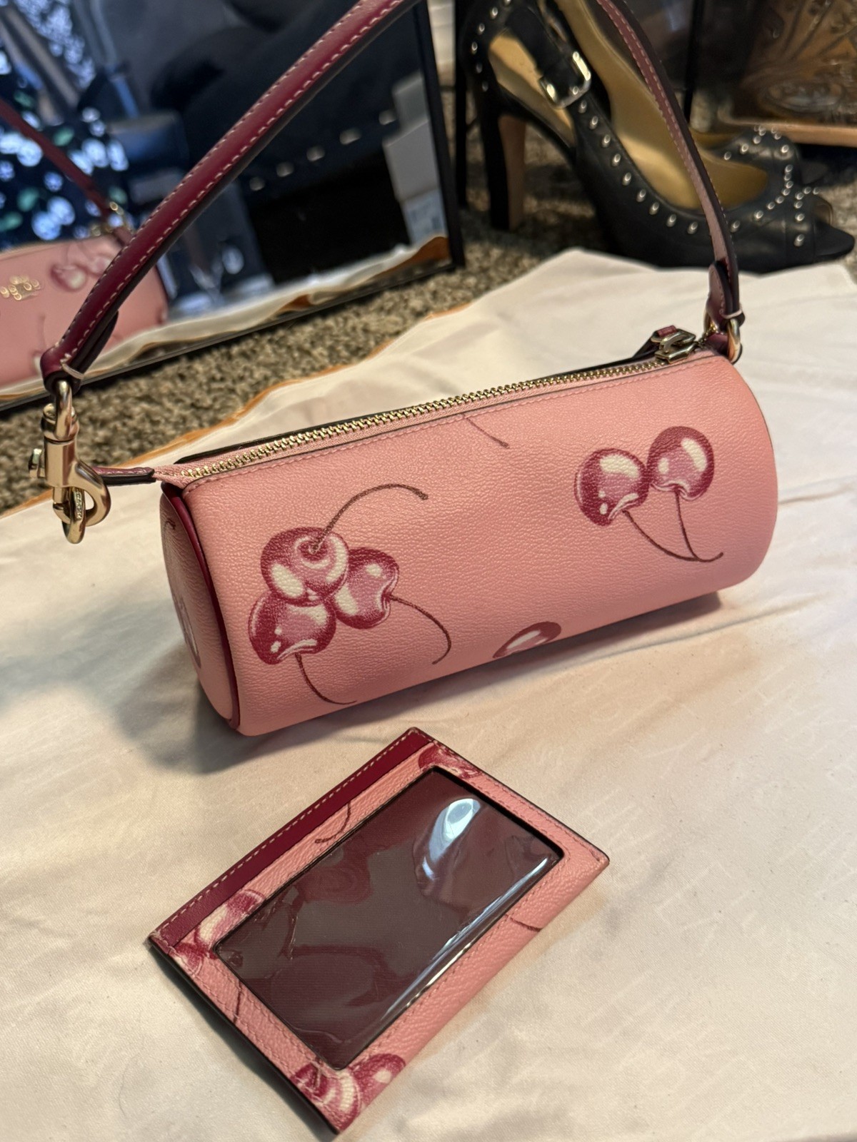 Coach Nolita Barrel Bag in Cherry Print w/ matching card holder!! CR371 NWOT 🍒