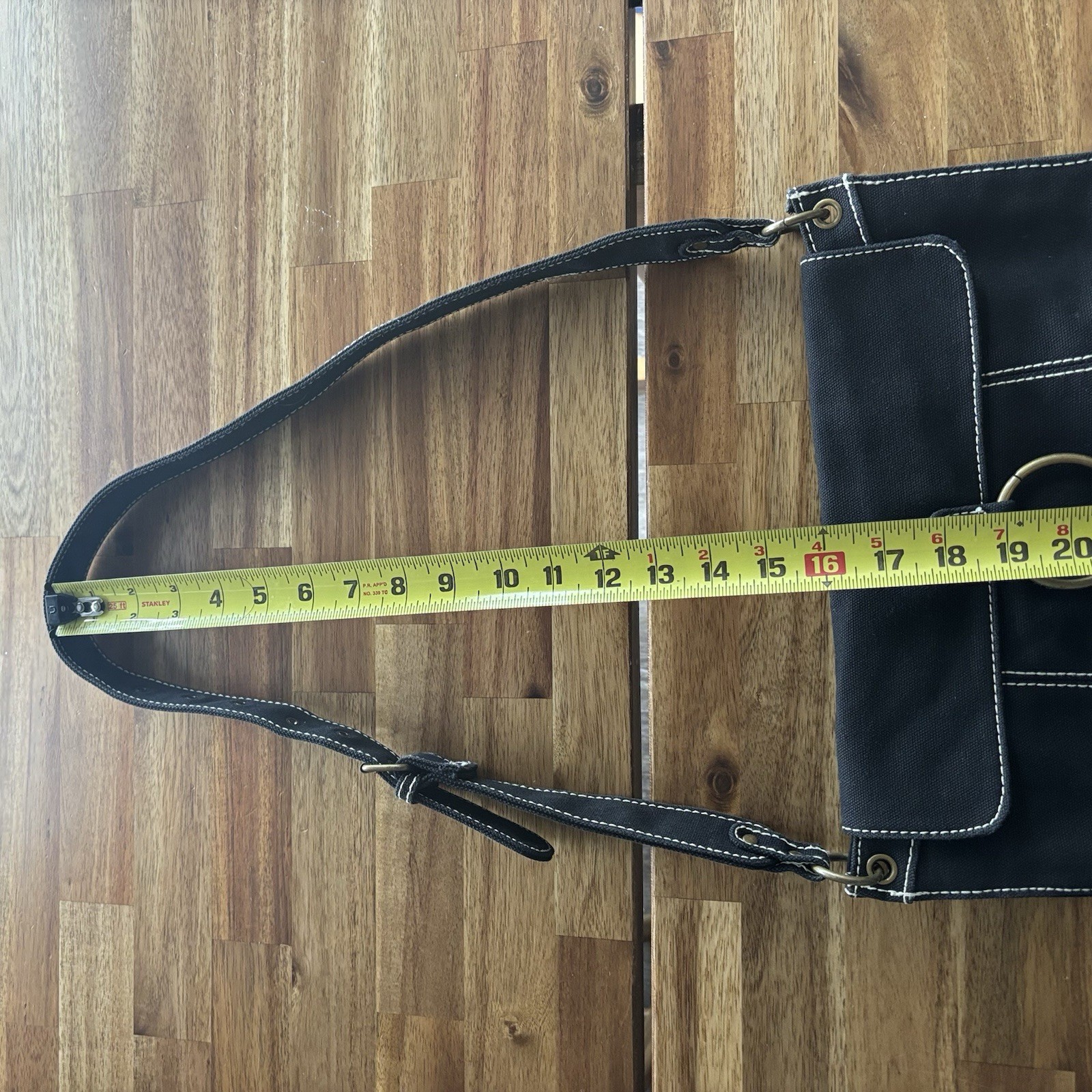 Y2K GAP Purse Black Canvas White Stitching Cargo Shoulder Bag Crossbody Grunge