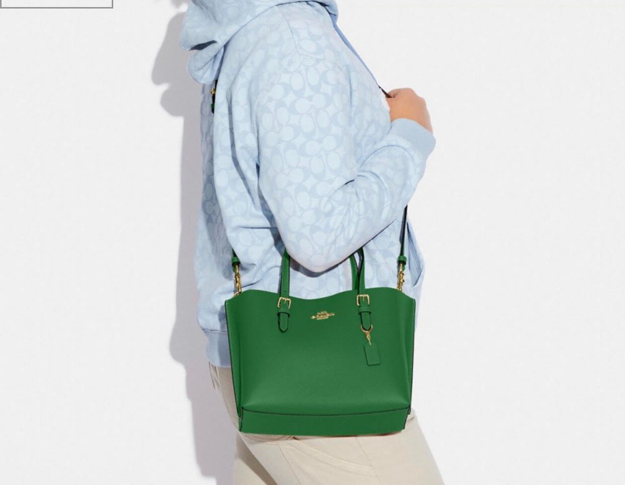 Coach Mollie Women’s Tote 25, Small – Gold/Kelly Green