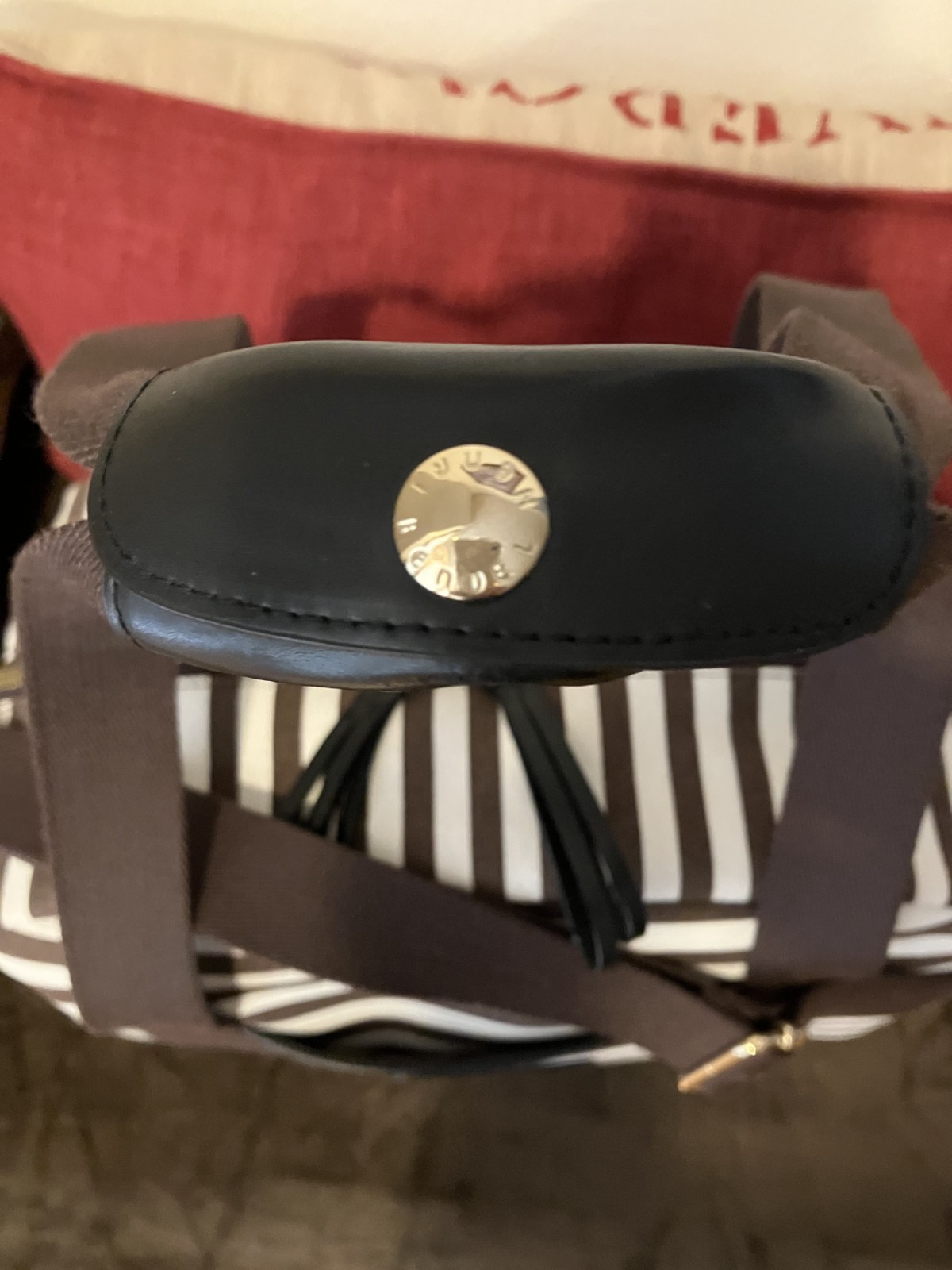 Henri Bendel Centennial Striped Canvas Weekender Bag Near Mint Condition