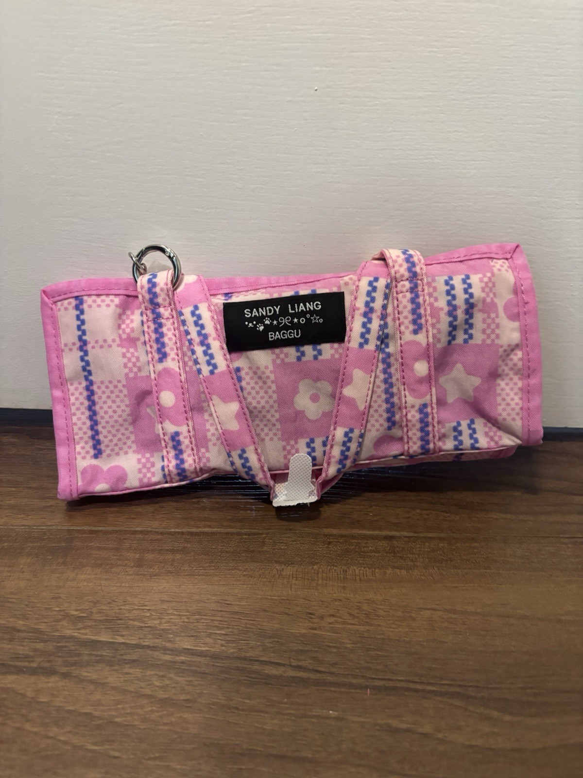 BAGGU X Sandy Liang Mini Nylon Market Bag Pink Plaid NWT Limited Collection