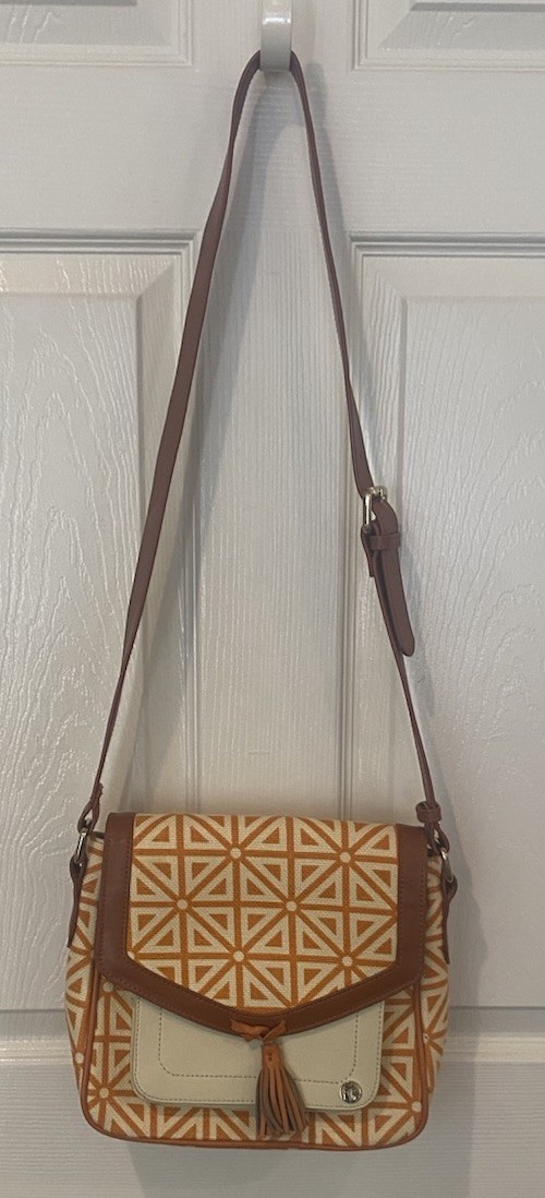 Spartina 449 Multicolor Linen/Leather Adjustable Strap Crossbody Bag – EUC