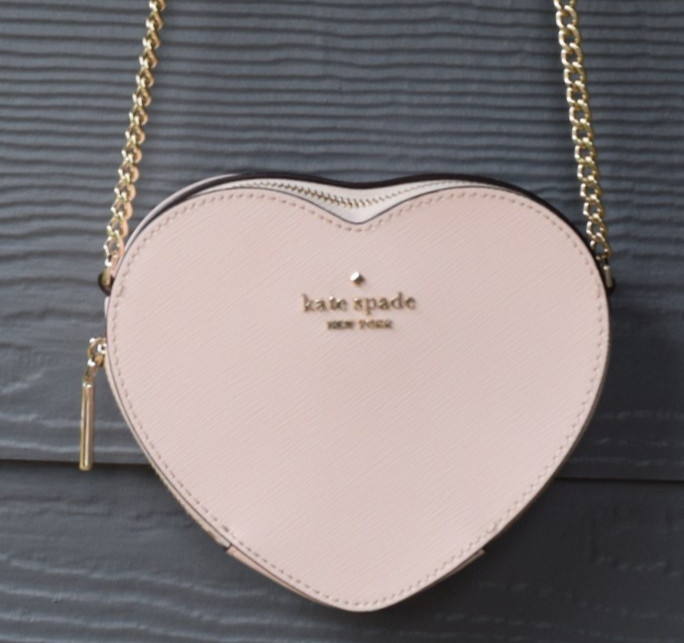 KATE SPADE Love Shack Mini Heart Chain Crossbody Purse Light Pink NWOT