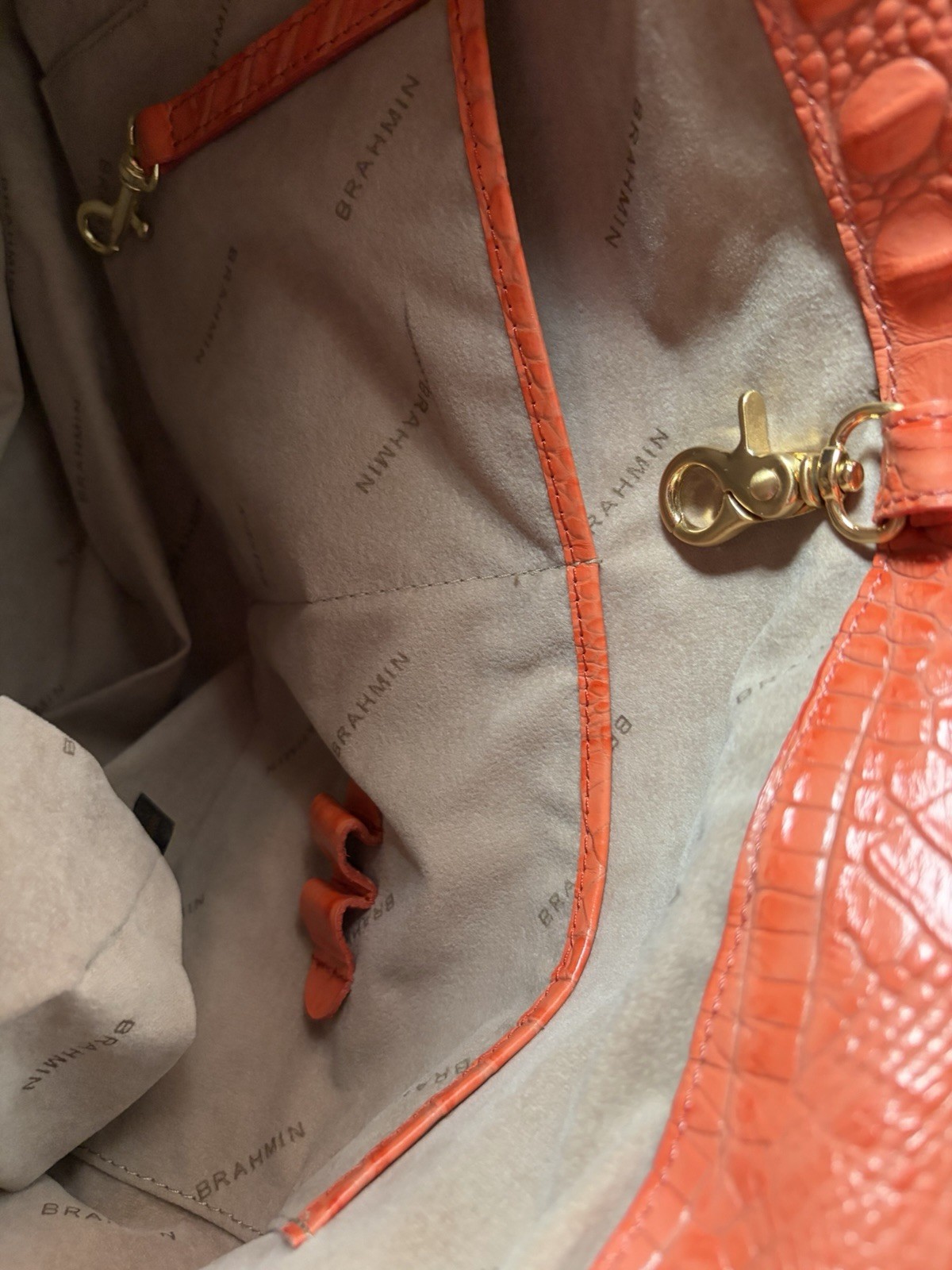 Original Brahmin Orang/Tan Large Tote Amazing Condition with Dust Bag