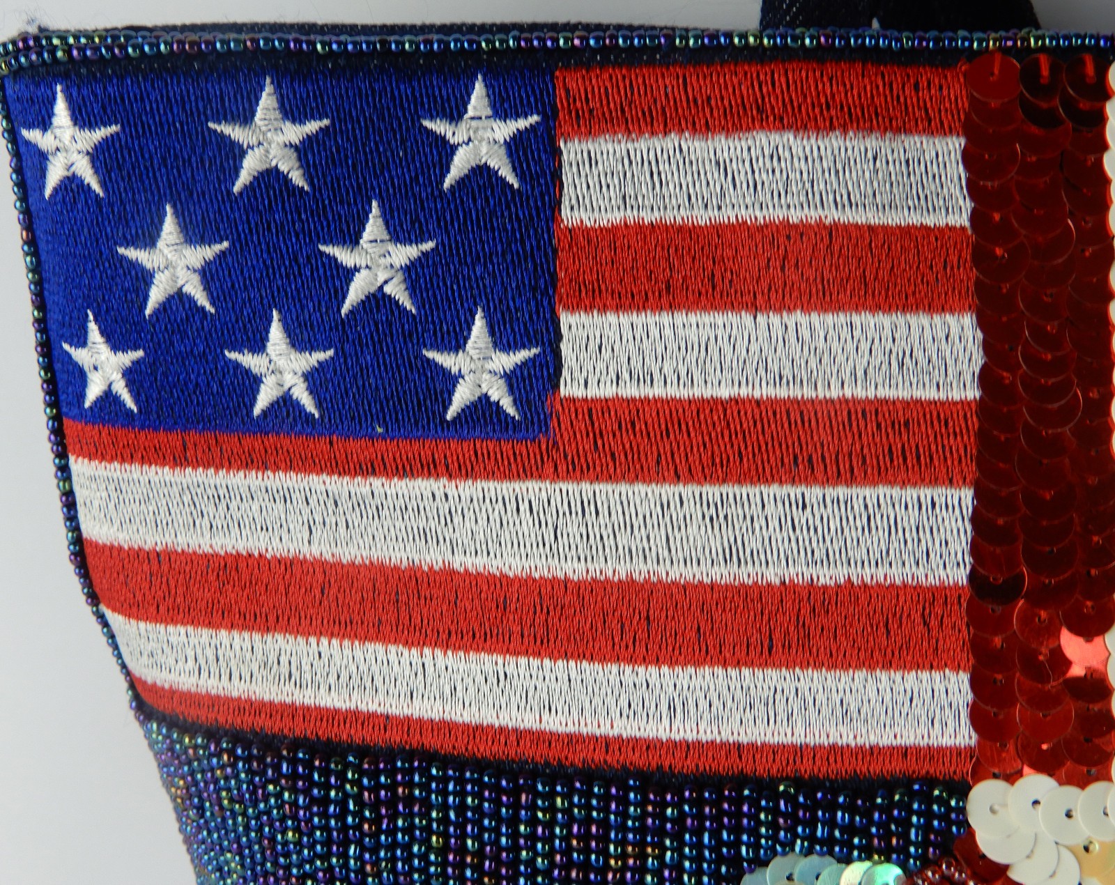Patriotic American Flag 4th Of July Ladies Beads & Sequins Shoulder Bag Purse