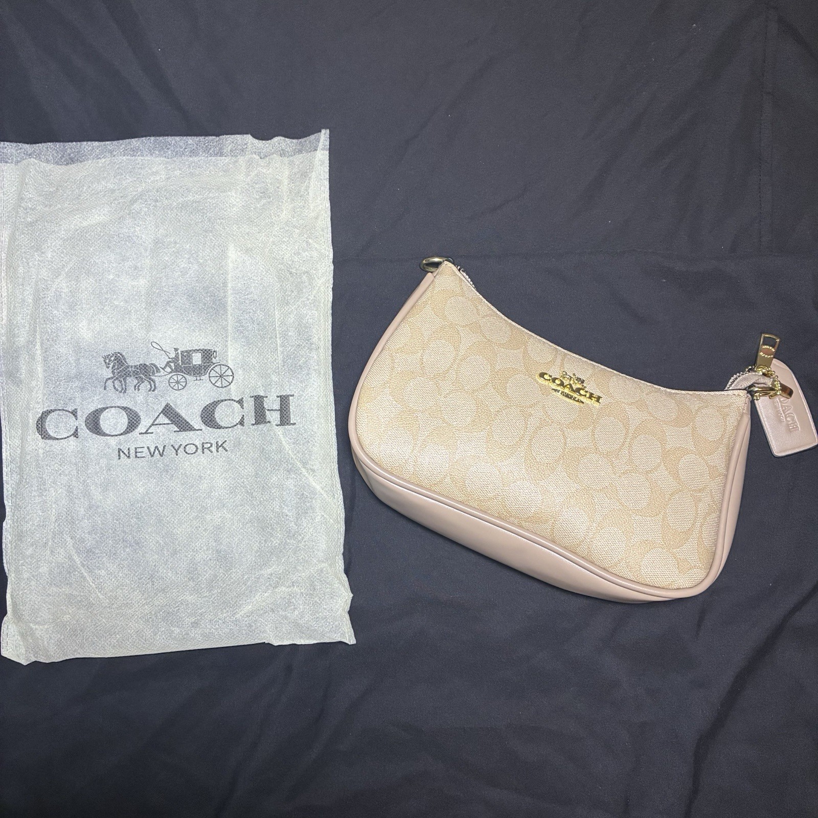 Coach Teri Shoulder Bag Signature Canvas Khaki