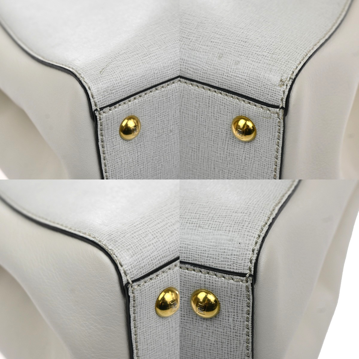 FENDI Logo 2Jours 2Way Shoulder Hand Bag Leather Charm White GHW Italy 70YH941