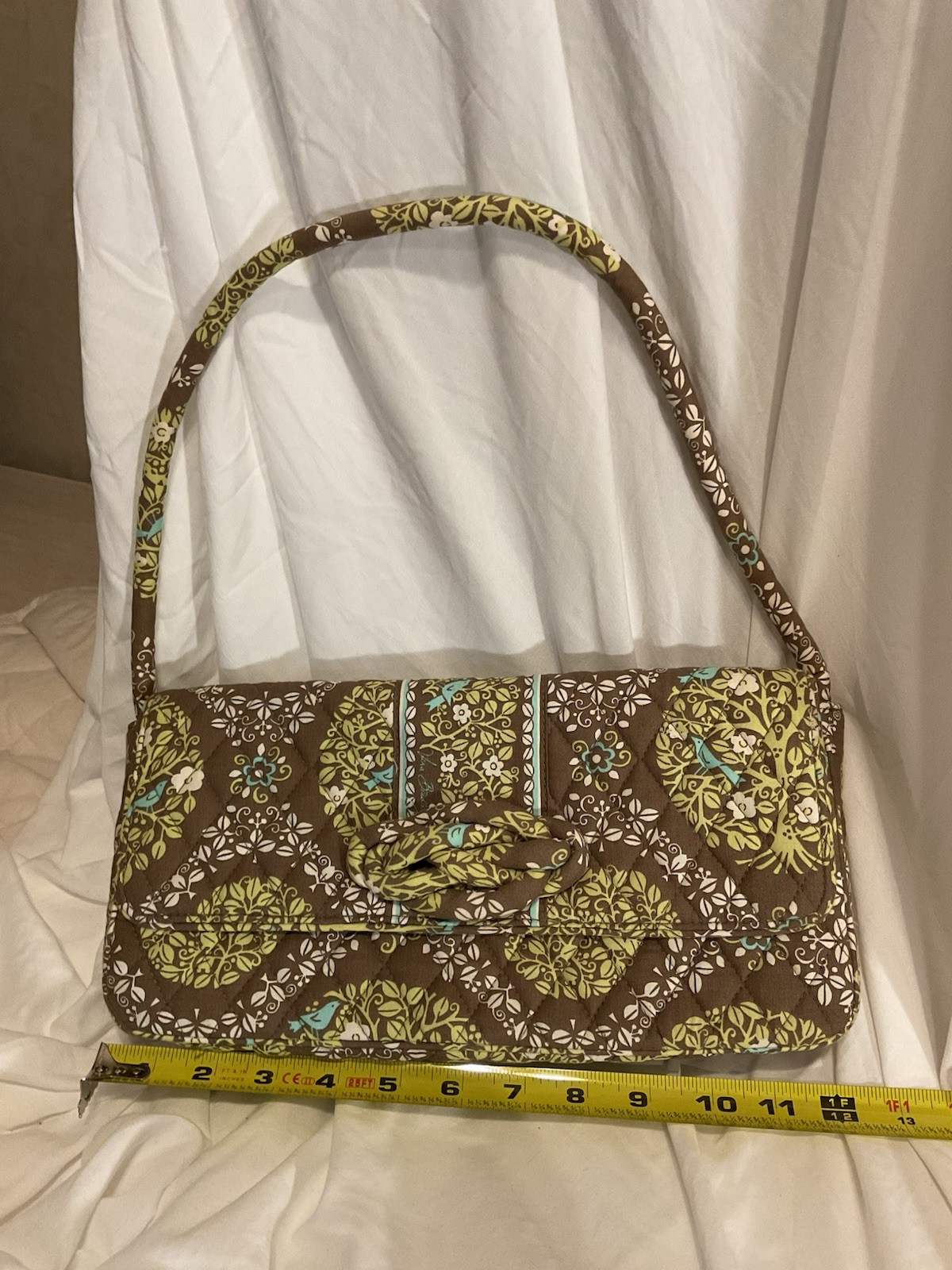 Vera Bradley Purse Sittin In A Tree Knot Just a Clutch Green Paisley Birds NEW