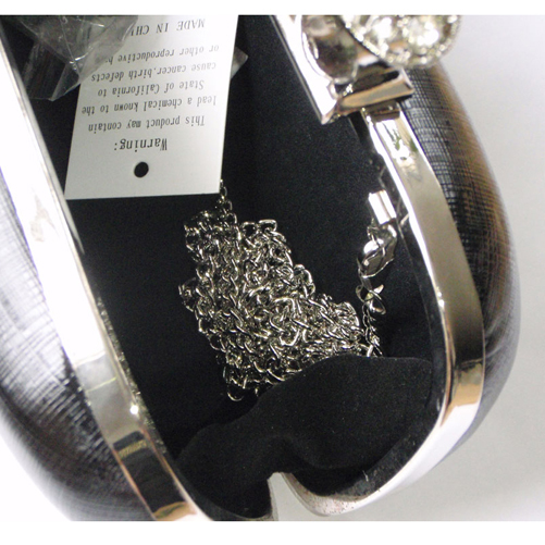Metal Frame Flip Lock Closure Rhinstone Studded Fashion Clutch 1164 Gold