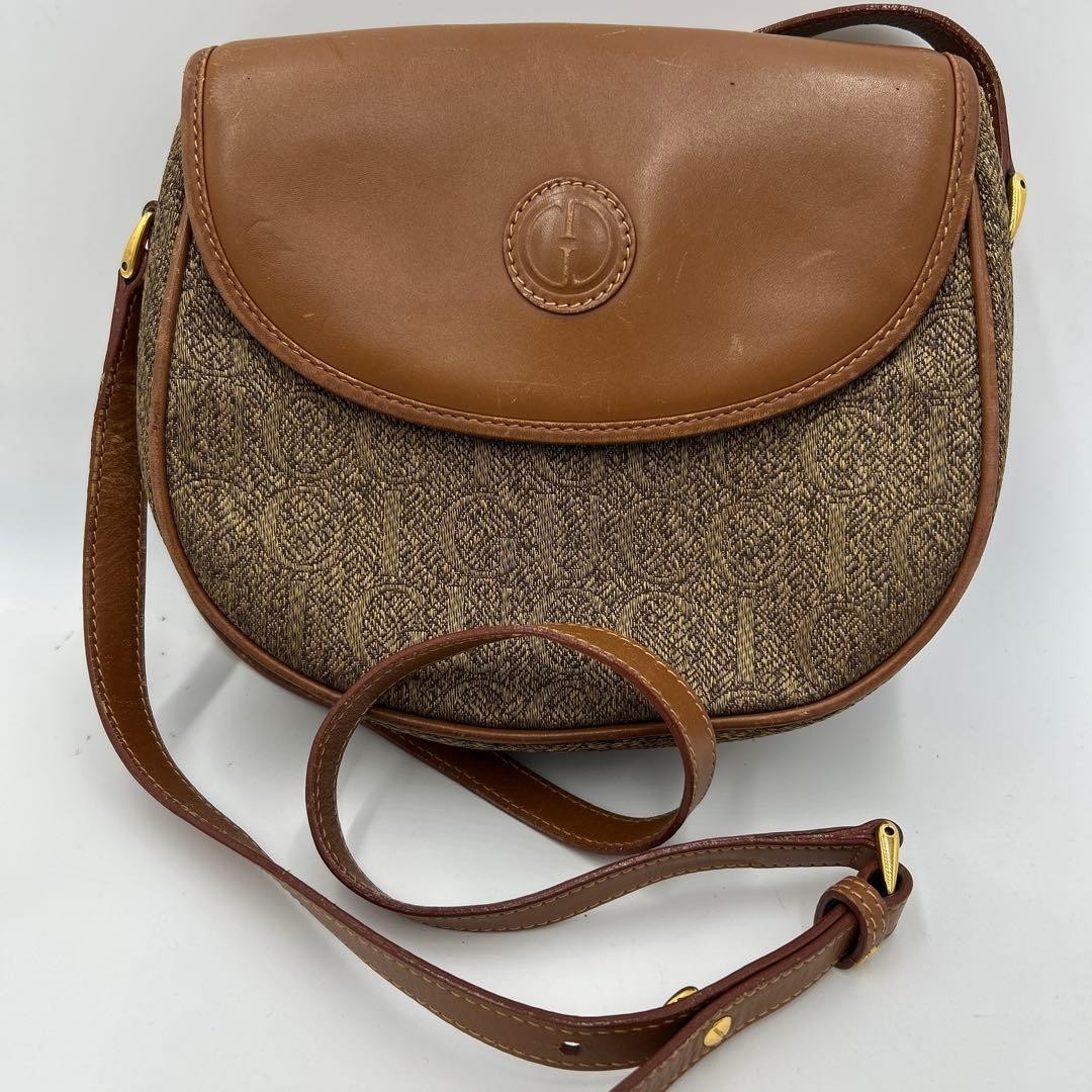 Authentic GUCCI Brown Leather Canvas GG Shoulder Bag 6in x 8.25in x 2.25in Damag