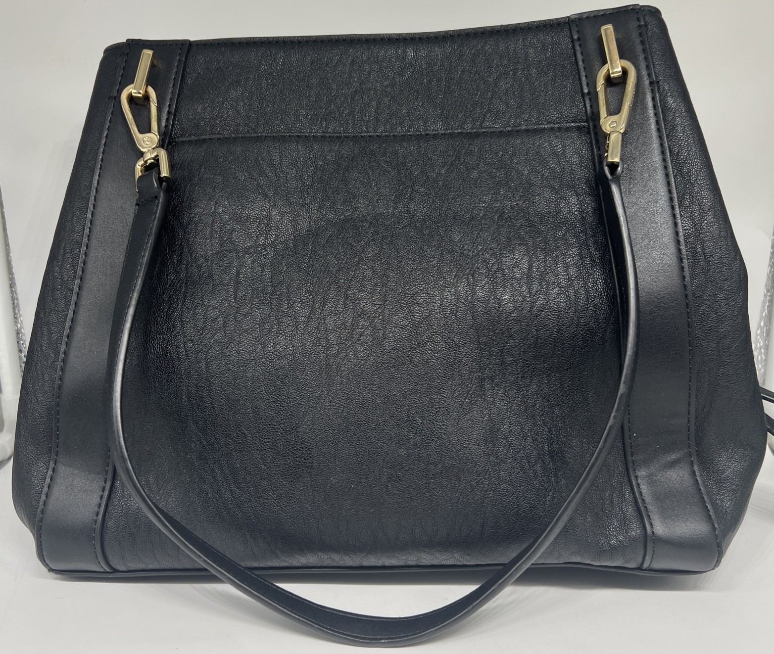 Calvin Klein Black w/Gold Hardware Reyna Triple Compartment Shoulder Bag