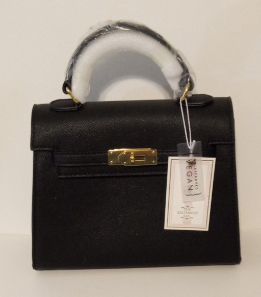 New Women’s The Statement Bag Black Faux Leather Luxury Look Vegan Purse Handbag
