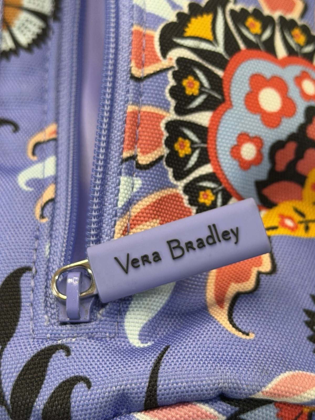 Vera Bradley Water Bottle Holder Crossbody Bag Purple Mural Garden Zip Pocket