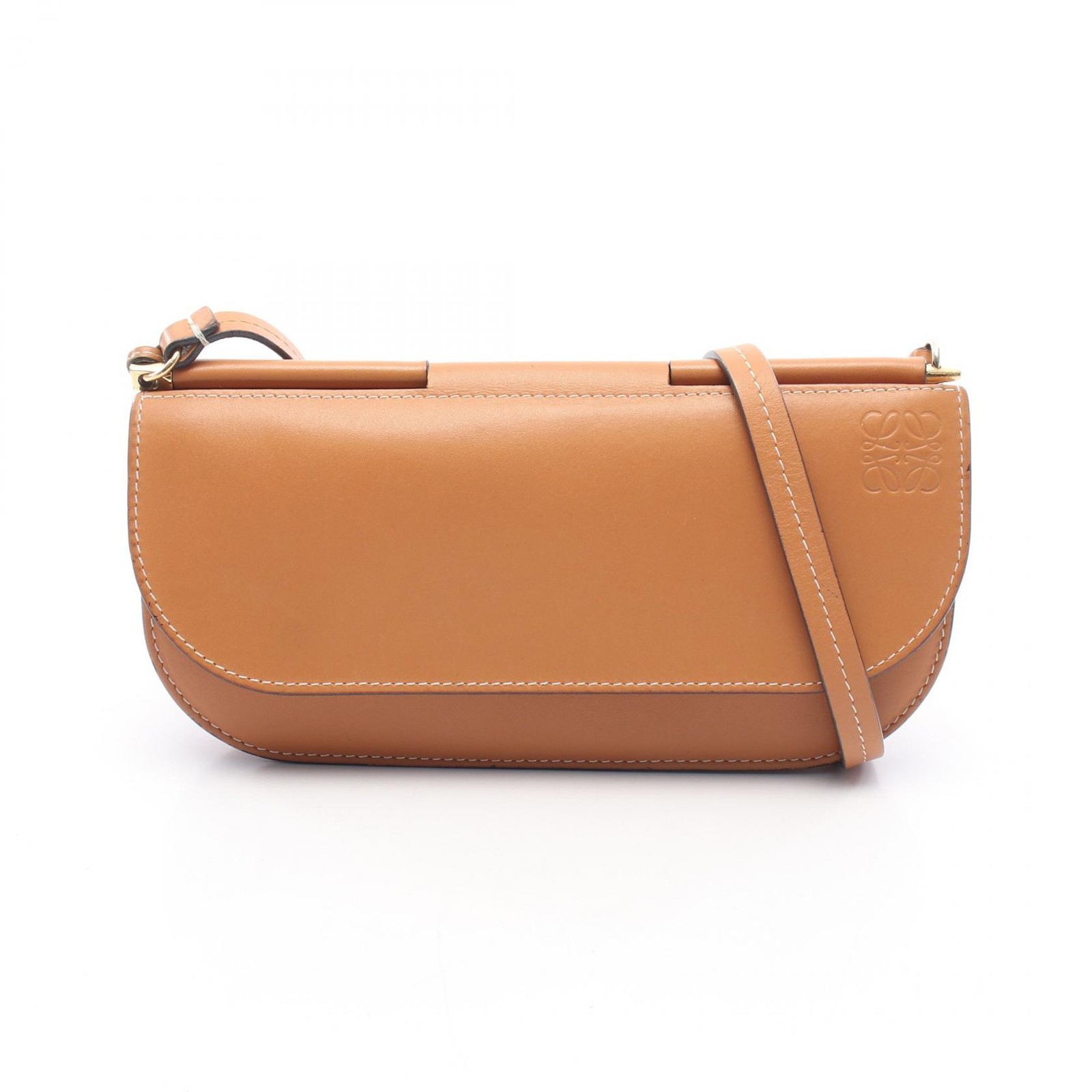 LOEWE Gate Pochette Shoulder Bag leather Brown Used Women