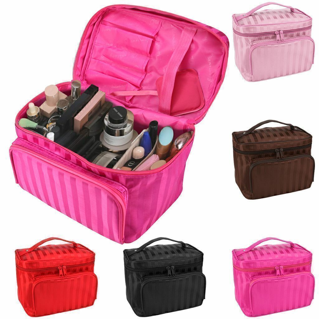 Professional Large Cosmetic Case Makeup Bag Storage Handle Organizer Travel Kit