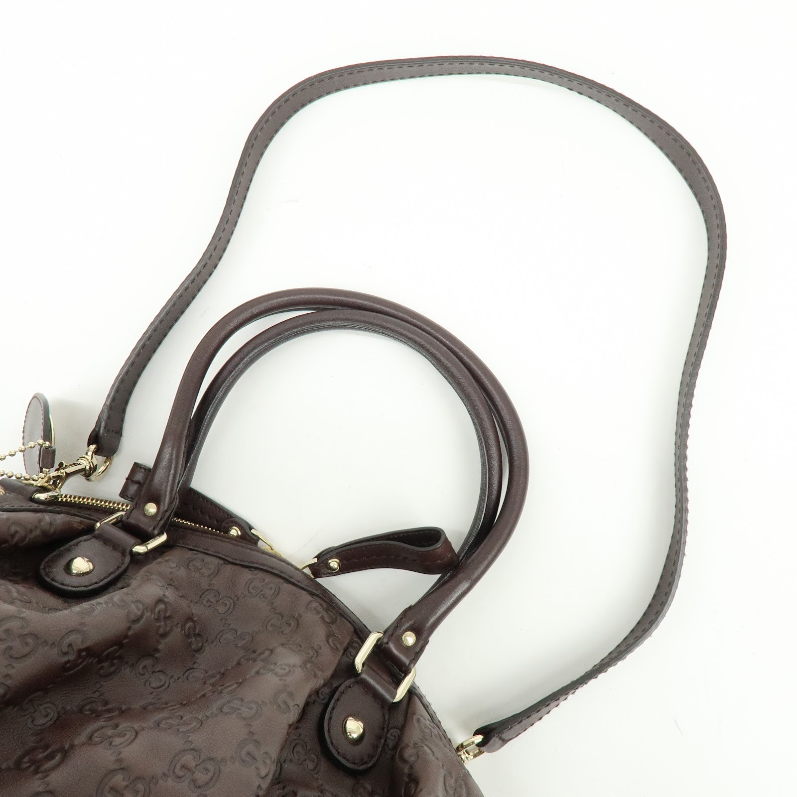 GUCCI Sukey Interlocking G Guccissima Leather 2WAY Bag Brown 223974 Used F/S