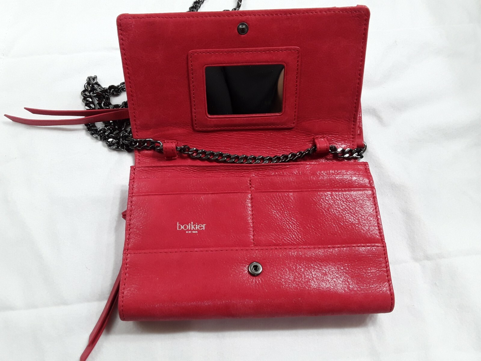 NWOT Botkier Small Trigger Red Leather Phone Crossbody Wallet On A Chain