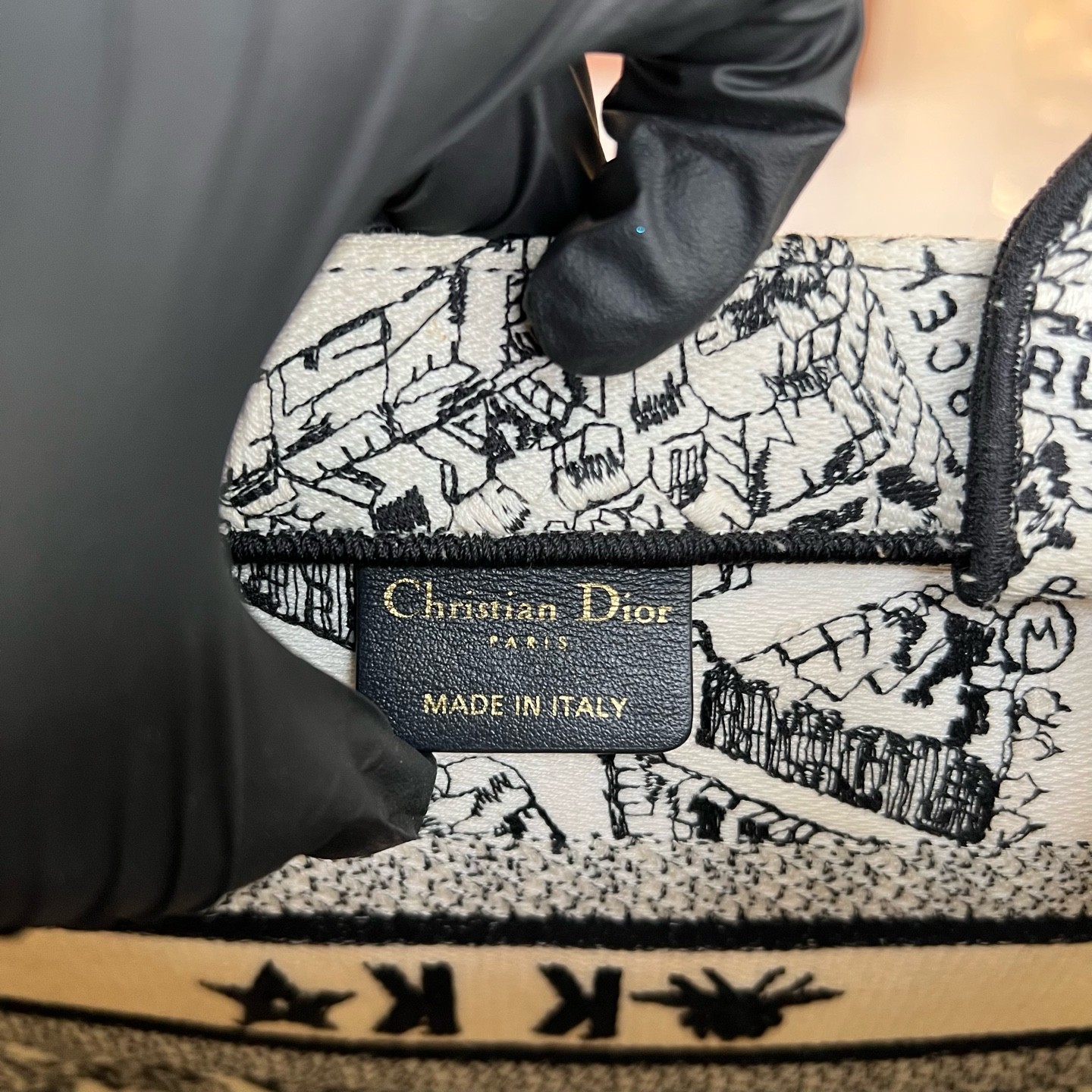 Christian Dior Book Tote White Black Plan de Paris Tote Bag Canvas Authentic