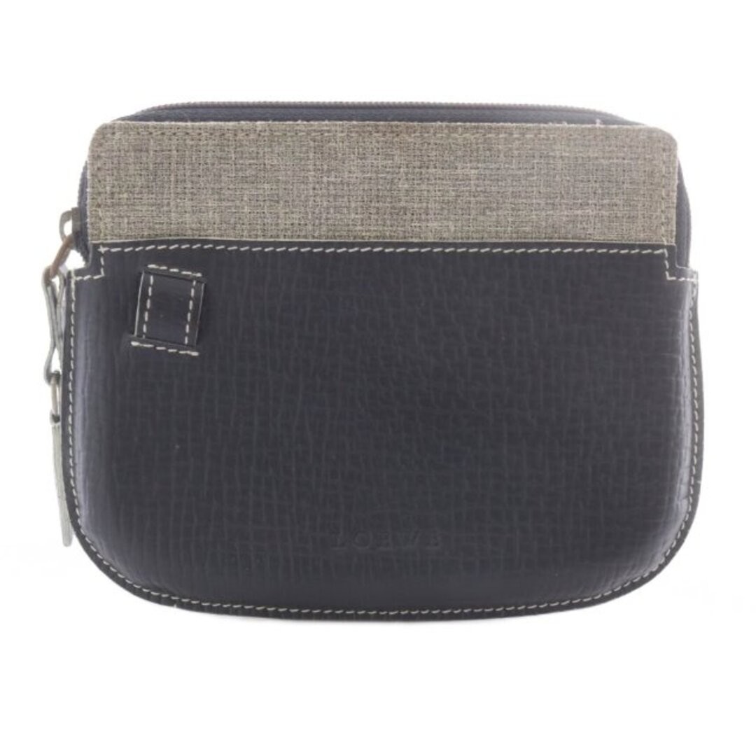 Loewe Leather Pouch Logo Navy Blue SR Used 2d364119159f7b45886835f03d7effb8