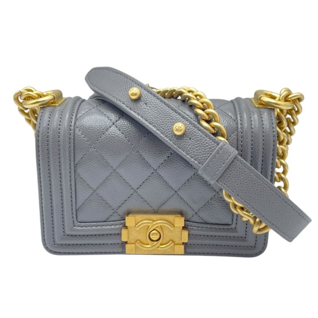 CHANEL Boy CHANEL 15 A67364 Gray Gold Hardware Caviar Ladies Shoulder Bag from J