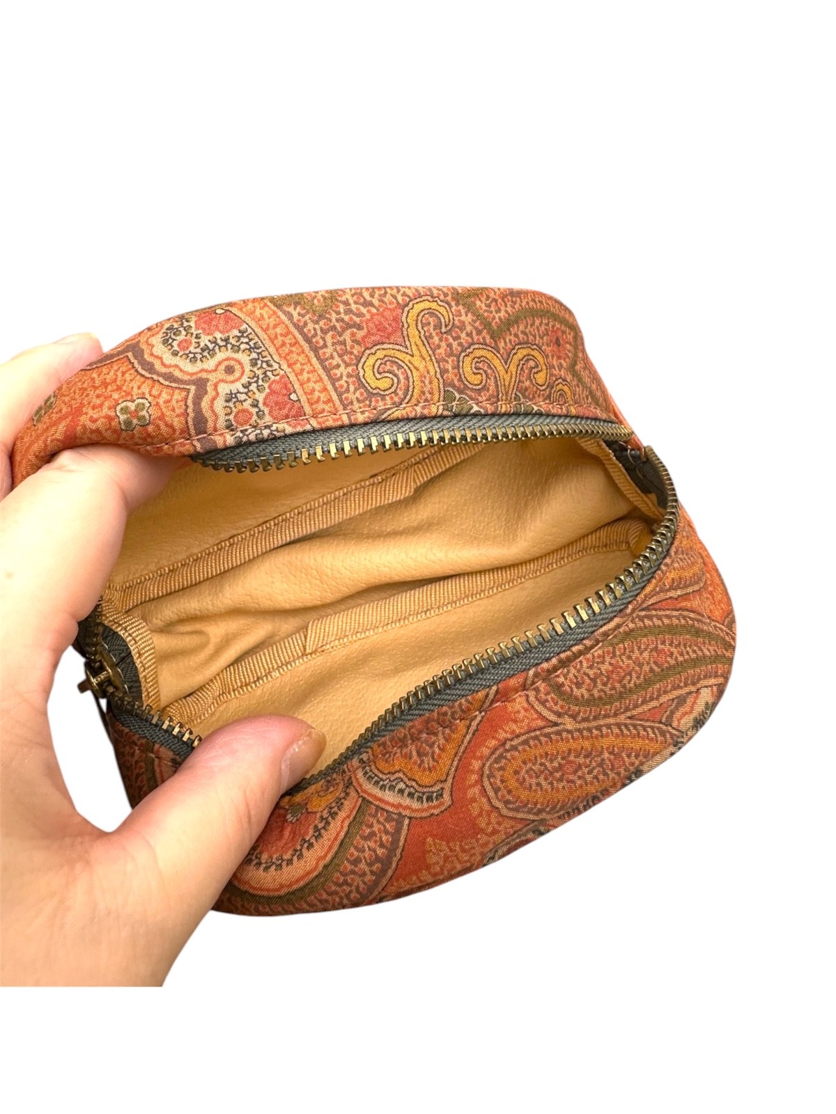 Authentic Etoro mini cosmetic green pouch paisley pattern