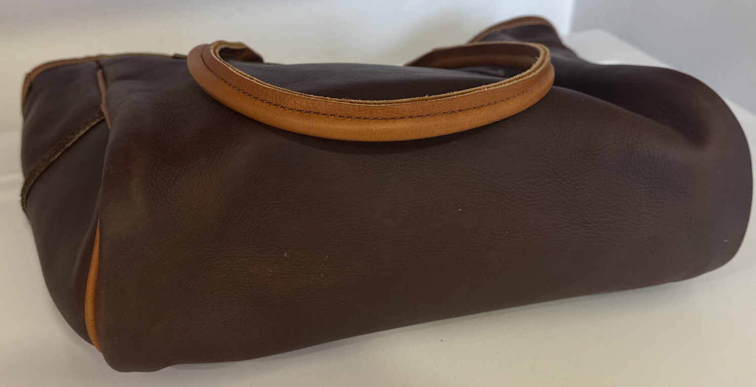Ted Gilmer Brown Heavy Duty Thick Leather Large Tote Bag Pre Owned