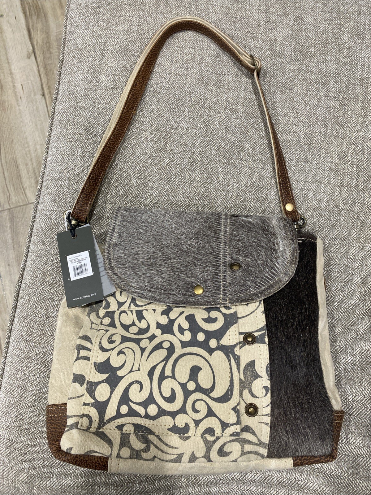 Myra Bags Factual Messenger Bag Leather Canvas New