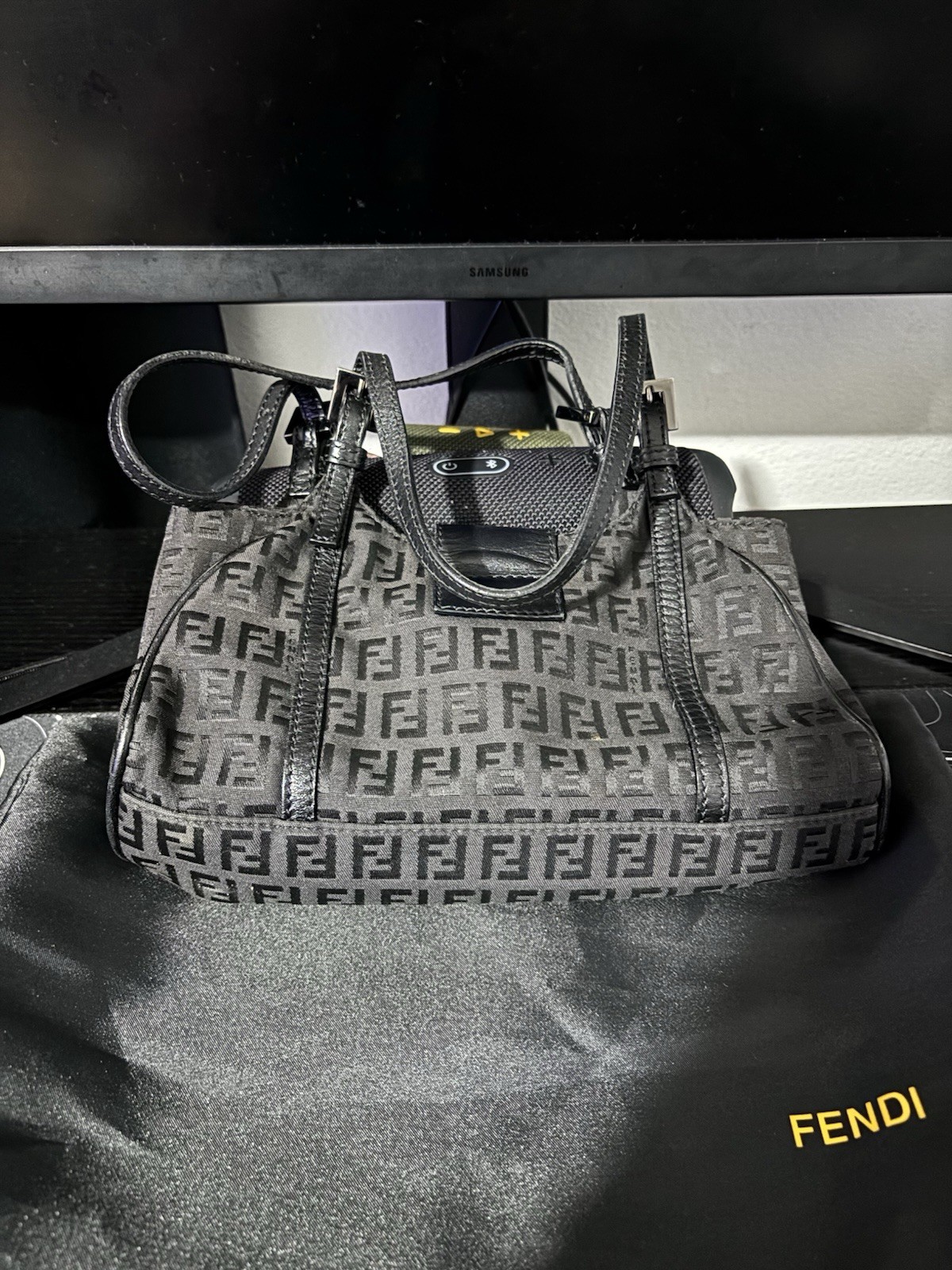Fendi Zucca Mama Baguette Shoulder Bag (Black)