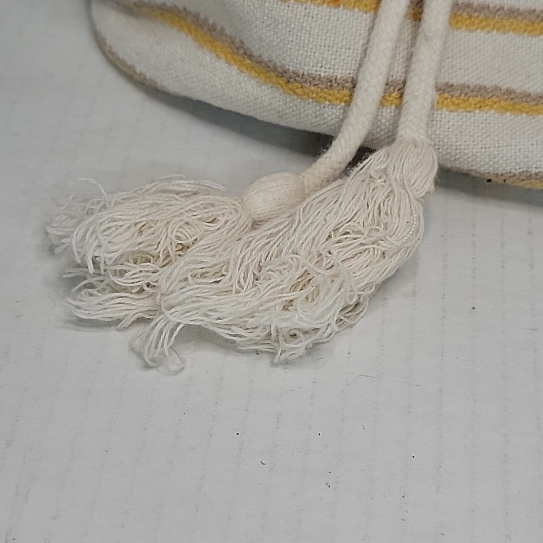 Roxy Linen Cotton Yellow & White Stripe Boho Clinch Top Shoulder Bag Purse