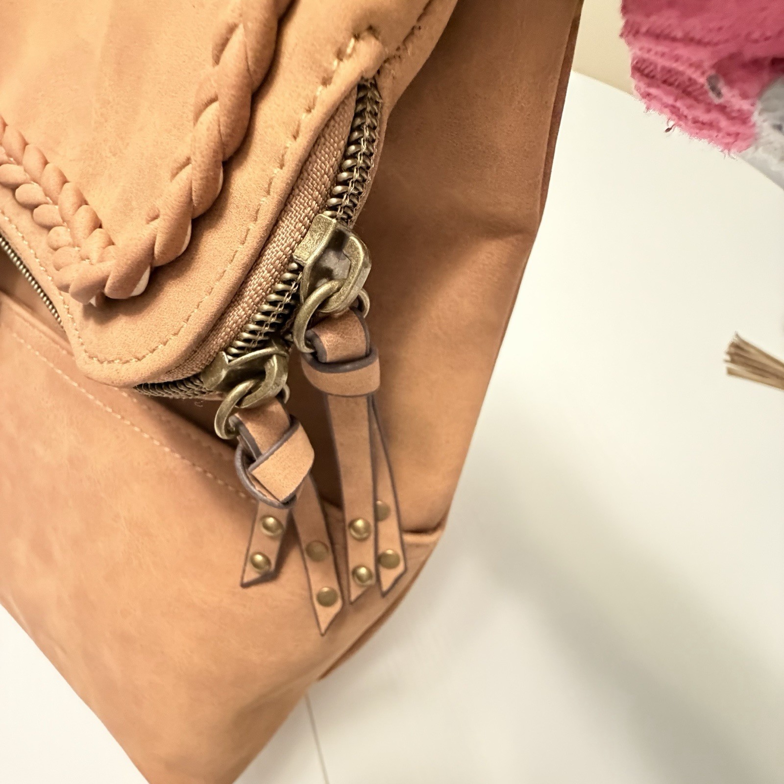 T-Shirt & Jeans Mini Backpack Cognac Brown Vegan Leather Boho Festival NWT Bag
