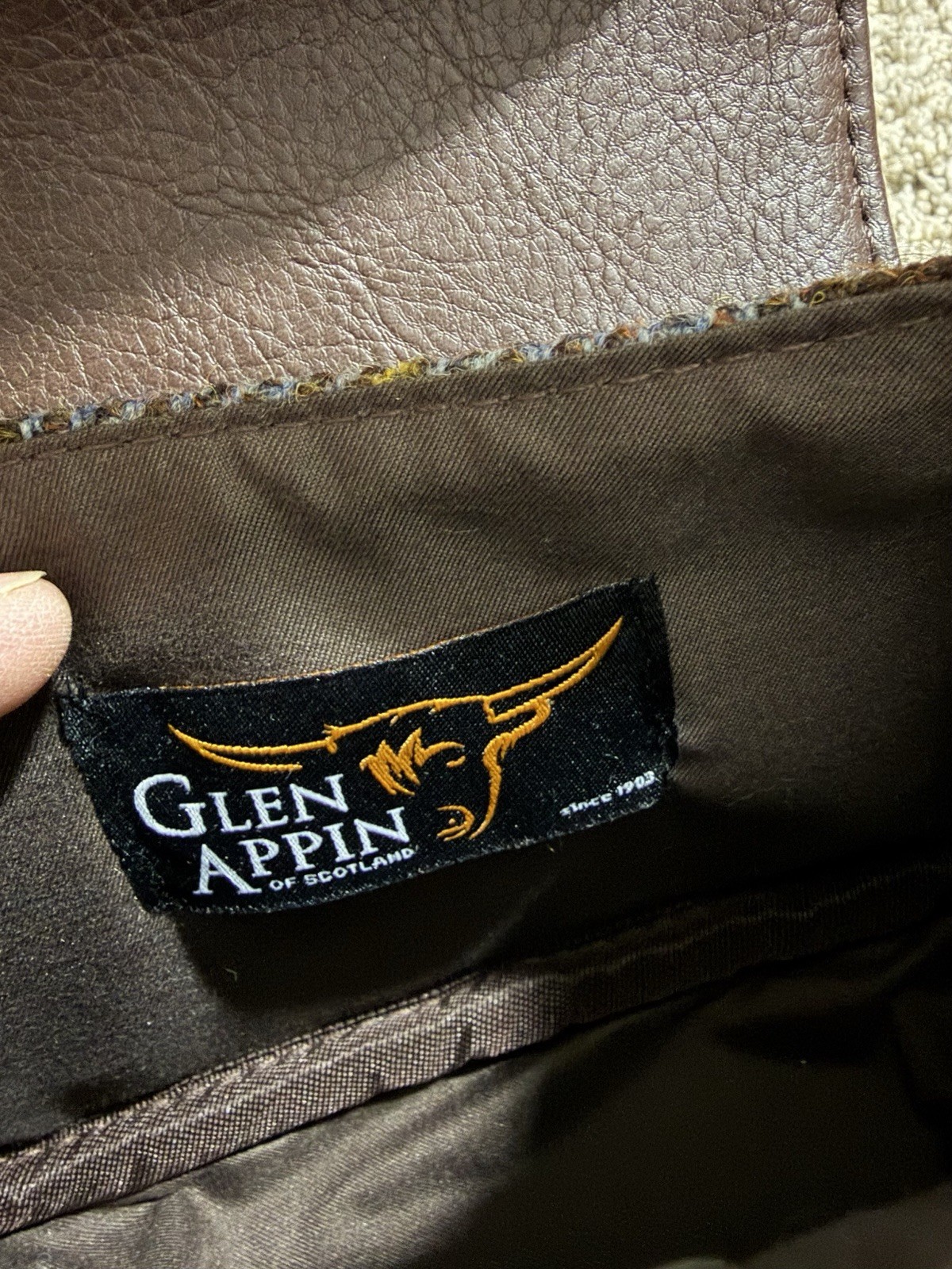 Glen Appin Harris Tweed ‘Buchan’ Round Mini Handbag *missing strap*